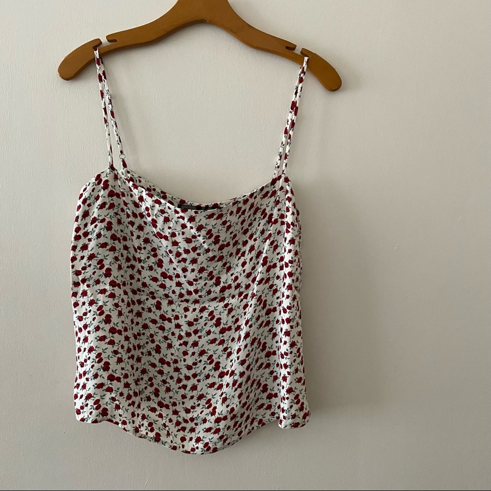 Reformation square neck camisole top in rose print